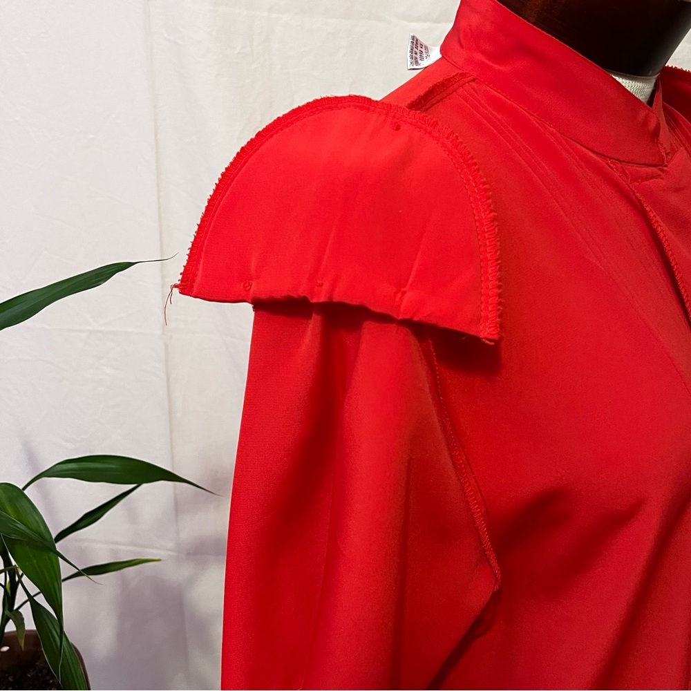 Vintage Red Mandarin Collar Blouse Yves St Clair - Picture 9 of 9